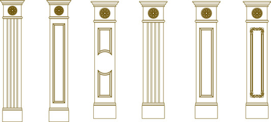 Vector sketch illustration illustration of a collection of classic Greek Roman model column designs
