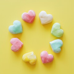 Obraz premium Valentine's Day treats, sweet dessert for birthdays, weddings, flat lay views, soft pastel color