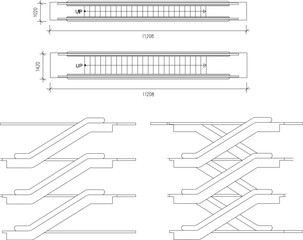 vector sketch illustration of a collection of simple elevator designs with scale details