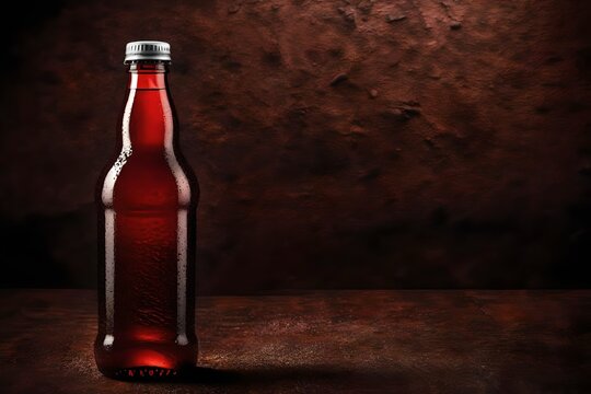 glass bottle beverage  template , red soda or beer brand advertising