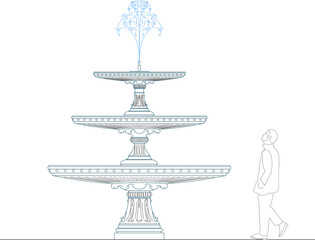 vector sketch illustration of fountain design for garden landscape decoration