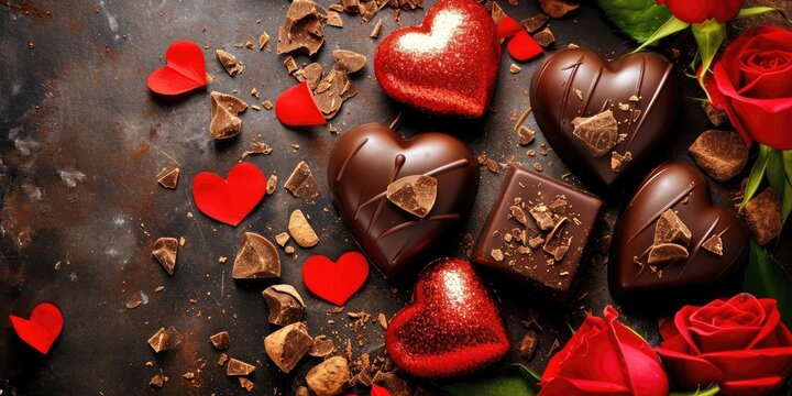 Valentine's Day treats, sweet dessert for birthdays, weddings, flat lay views, soft pastel color