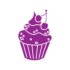 Cupcake icon vector. Cake illustration sign. Sweet symbol or logo.