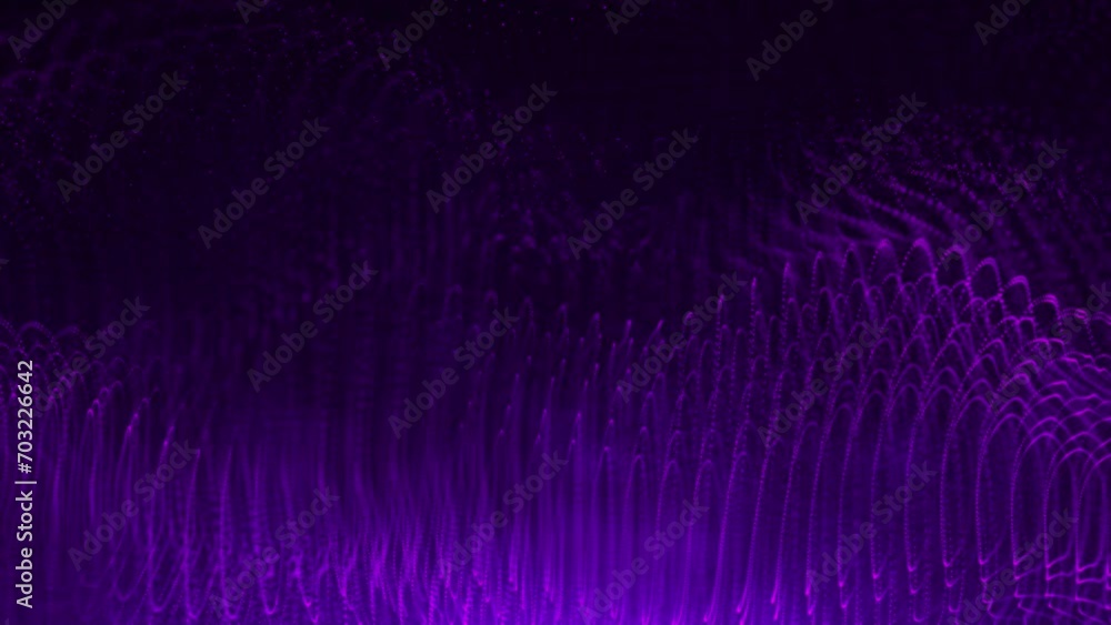 Aufkleber abstract background with wavy shape particles, digital purple waves. seamless loop 4k video.