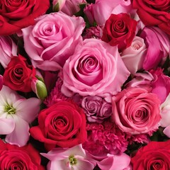 Beautiful Pink Flowers on a White Table for Valentine's Day Background