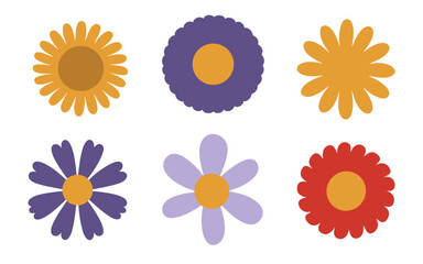 Abstract flowers vector clipart. Spring illustration.