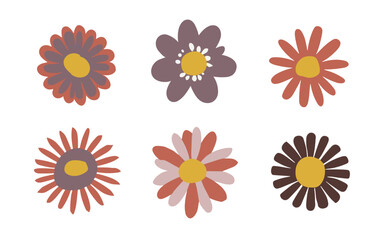 Abstract flowers vector clipart. Spring illustration.
