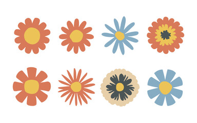 Abstract flowers vector clipart. Spring illustration.