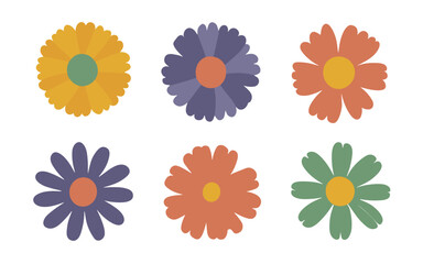 Abstract flowers vector clipart. Spring illustration.