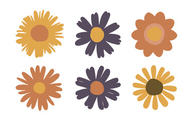 Abstract flowers vector clipart. Spring illustration.