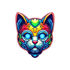 Robot kitten style illustration colorful