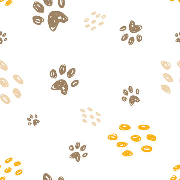 seamless pattern with dog paws. Can be used for gift wrapping, wallpaper, background...