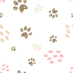 Fototapeta premium seamless pattern with dog paws. Can be used for gift wrapping, wallpaper, background...