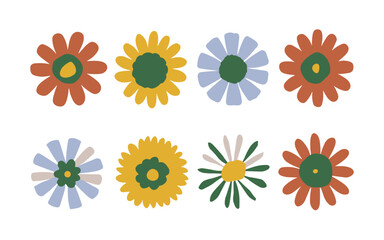 Abstract flowers vector clipart. Spring illustration.