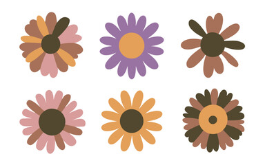 Abstract flowers vector clipart. Spring illustration.
