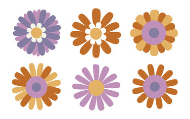 Abstract flowers vector clipart. Spring illustration.