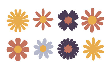 Abstract flowers vector clipart. Spring illustration.
