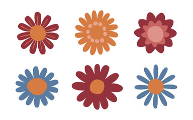 Abstract flowers vector clipart. Spring illustration.