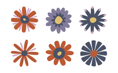 Abstract flowers vector clipart. Spring illustration.