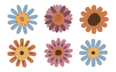 Abstract flowers vector clipart. Spring illustration.