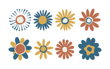 Abstract flowers vector clipart. Spring illustration.