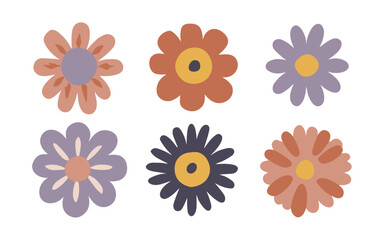 Abstract flowers vector clipart. Spring illustration.