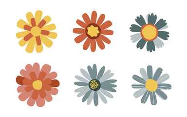 Abstract flowers vector clipart. Spring illustration.