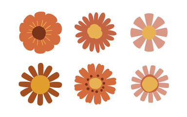 Abstract flowers vector clipart. Spring illustration.