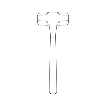 Hand drawn Kids drawing Cartoon Vector illustration sledge hammer icon Isolated on White Background