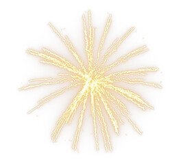 Firework gold glittering spot blast on transparent backgrounds 3d rendering png