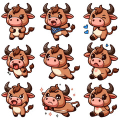bull in different pose