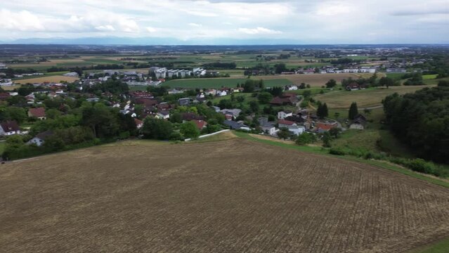 aerial of Leonding viewed from Kürnberg, Upper Austria