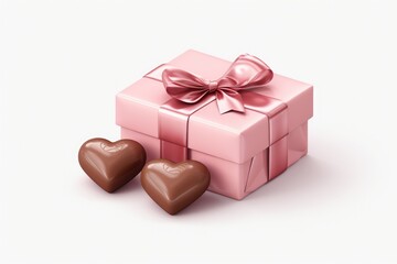 Obraz premium Happy Valentine's Day Three-dimensional chocolate cake gift set For lovers and important people generative by ai