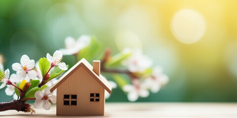A homemade miniature model of a blooming dream home, symbolizing real estate concepts.