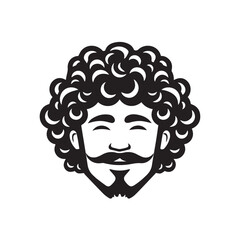 2D Flat Vector of a Curly-haired guy smirking confidently