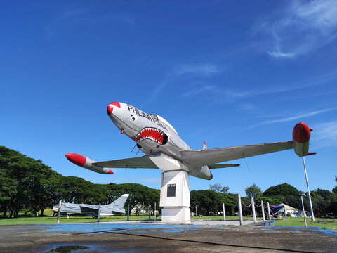 The T-33 Thunderbird model displayed in the Air Force City Park in Clark, Philippines