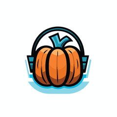 A Halloween Pumpkin Basket in 2D Art Style