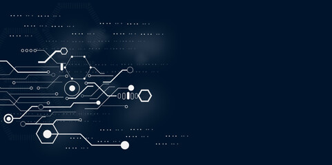 Vectors Digital technology and science background Quantum computer technologies concepts, large data processing. Futuristic blue circuit board background. 
