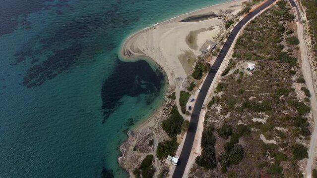 Cinematic Aerial Marmari Evia Beach Great Sand

