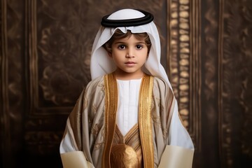 Portrait of a boy wearing Arab traditional dress