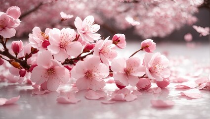 "Blush of Blossoms: Pink Petals and Sakura Serenity"