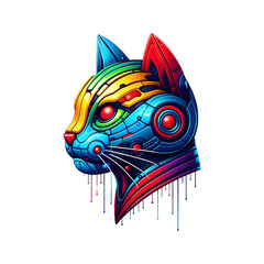 Robot style head cat illustration