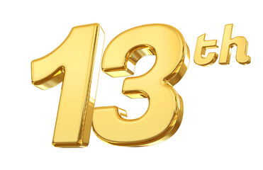 13th anniversary gold 3d number 