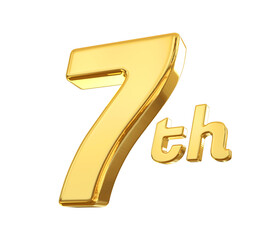 7th anniversary gold 3d number 
