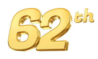 62th anniversary gold 3d number 