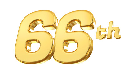 66th anniversary gold 3d number 