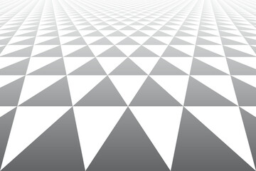 Geometric Triangles Pattern in Diminishing Perspective. Black and White Textured Background.
