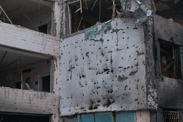 Destruction of a maternity hospital after being hit by a ballistic missile during the war in Ukraine and Russia. War. Medical institution. Direct hit to the building