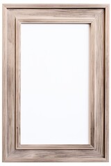 Wooden picture frame isolated on white background with copy space. Image display concept