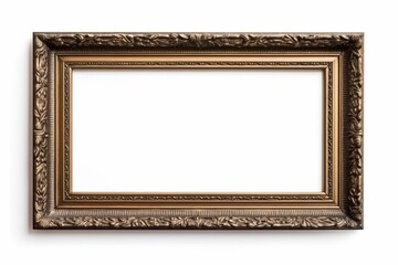 Wooden antique picture frame isolated on white background with copy space. Image display concept